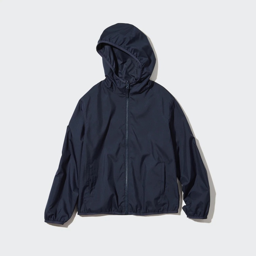 Uniqlo KIDS UV Protection Pocketable Parka Jacket Windbreaker Navy Blue 11/12